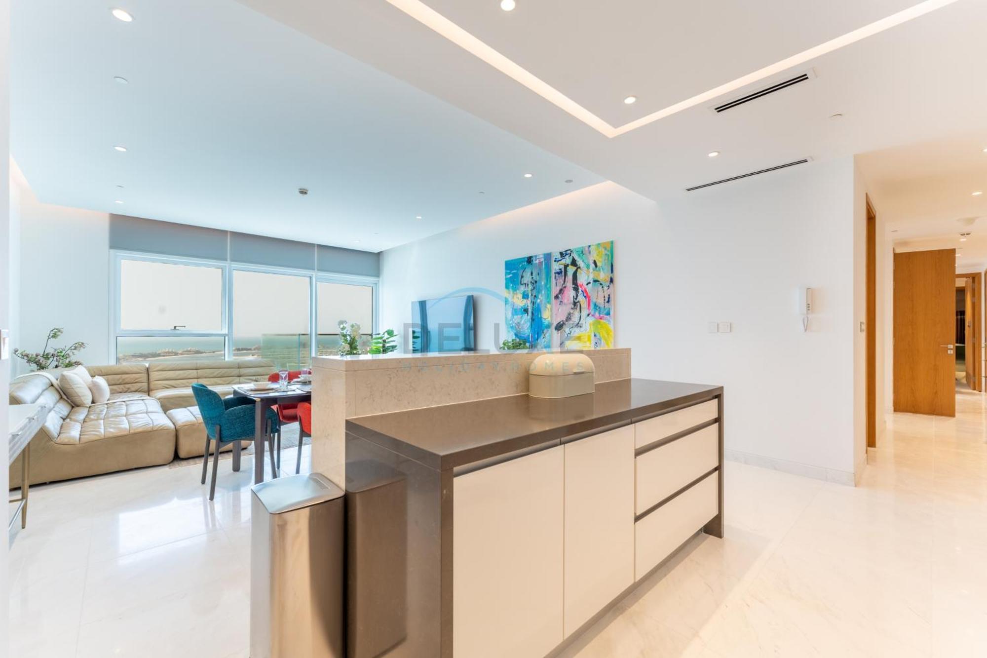 Palm Jumeirah And Sea Views 3br And Assistant's With 2 Balconies, The One Jbr, Jumeirah By Deluxe Homes Apartment Dubai